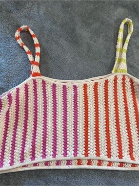 Future Collective Striped Crochet top - Pink & Orange